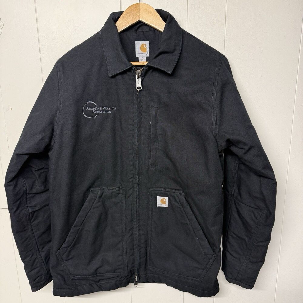 Carhartt Loose Fit Washed Duck Coat Jacket 104293 Logo Black Men S NWT